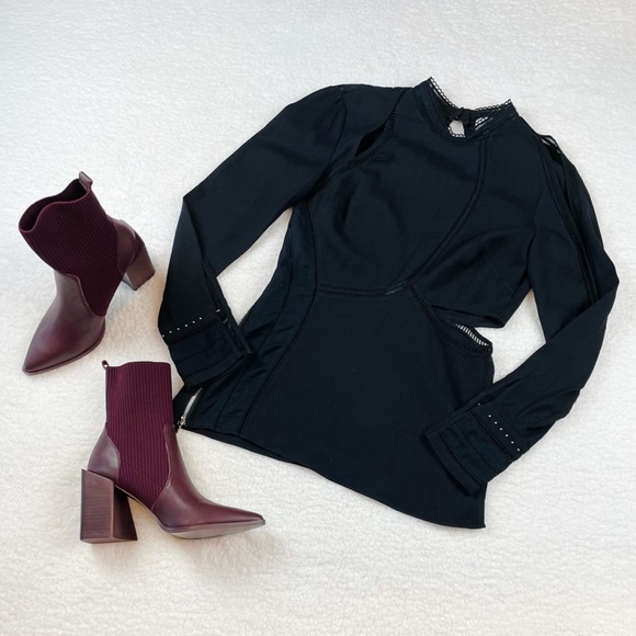 3.1 Phillip Lim Tops - 3.1 PHILLIP LIM • Black Cutout Long Sleeve Blouse, 0